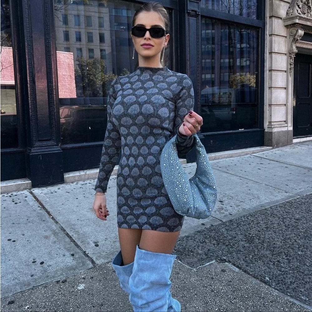 ZARA DIAMANTE OVAL SHAPED DENIM BAG - Picture 6 of 15